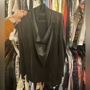 BLANKNYC Faux Suede Drape Moto Black Cardigan Jacket Long Sleeve - M